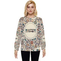 Seamless Pattern With Flower Birds Hidden Pocket Sweatshirt