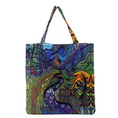 Psychedelic Digital Art Artwork Landscape Colorful Grocery Tote Bag by Bedest