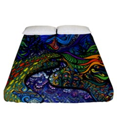 Psychedelic Digital Art Artwork Landscape Colorful Fitted Sheet (california King Size) by Bedest