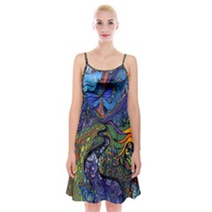 Psychedelic Digital Art Artwork Landscape Colorful Spaghetti Strap Velvet Dress