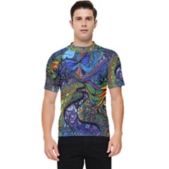 Psychedelic Digital Art Artwork Landscape Colorful Men s Short Sleeve Rash Guard by Bedest