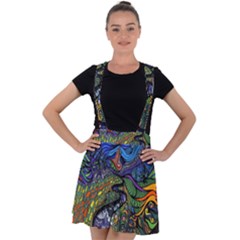 Psychedelic Digital Art Artwork Landscape Colorful Velvet Suspender Skater Skirt by Bedest