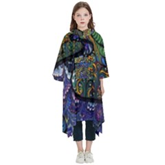 Psychedelic Digital Art Artwork Landscape Colorful Kids  Hooded Rain Ponchos by Bedest