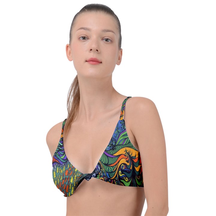 Psychedelic Digital Art Artwork Landscape Colorful Knot Up Bikini Top