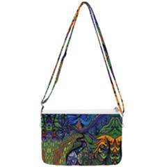 Psychedelic Digital Art Artwork Landscape Colorful Double Gusset Crossbody Bag by Bedest