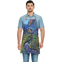 Psychedelic Digital Art Artwork Landscape Colorful Kitchen Apron by Bedest