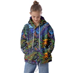 Psychedelic Digital Art Artwork Landscape Colorful Kids  Oversized Hoodie