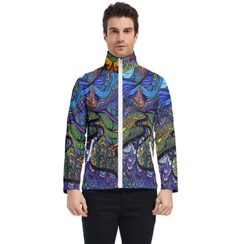 Psychedelic Digital Art Artwork Landscape Colorful Men s Bomber Jacket by Bedest