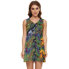 Psychedelic Digital Art Artwork Landscape Colorful Tiered Sleeveless Mini Dress by Bedest