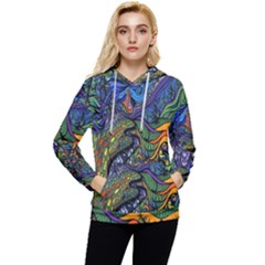 Psychedelic Digital Art Artwork Landscape Colorful Women s Lightweight Drawstring Hoodie