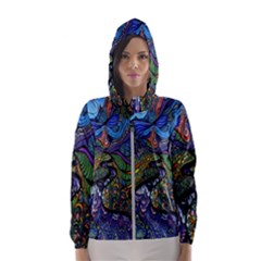 Psychedelic Digital Art Artwork Landscape Colorful Women s Hooded Windbreaker