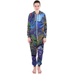 Psychedelic Digital Art Artwork Landscape Colorful Hooded Jumpsuit (ladies)