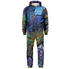 Psychedelic Digital Art Artwork Landscape Colorful Hooded Jumpsuit (men)