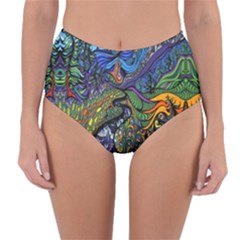 Psychedelic Digital Art Artwork Landscape Colorful Reversible High-waist Bikini Bottoms