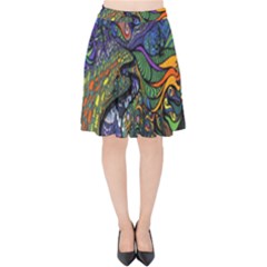 Psychedelic Digital Art Artwork Landscape Colorful Velvet High Waist Skirt by Bedest