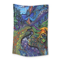 Psychedelic Digital Art Artwork Landscape Colorful Small Tapestry