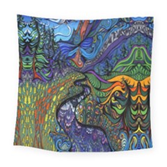 Psychedelic Digital Art Artwork Landscape Colorful Square Tapestry (large)