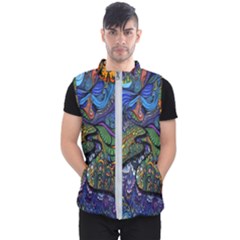 Psychedelic Digital Art Artwork Landscape Colorful Men s Puffer Vest