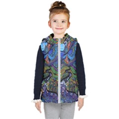 Psychedelic Digital Art Artwork Landscape Colorful Kids  Hooded Puffer Vest