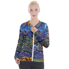 Psychedelic Digital Art Artwork Landscape Colorful Casual Zip Up Jacket by Bedest