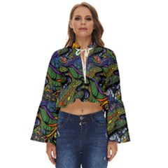 Psychedelic Digital Art Artwork Landscape Colorful Boho Long Bell Sleeve Top