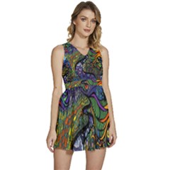 Psychedelic Digital Art Artwork Landscape Colorful Sleeveless High Waist Mini Dress by Bedest