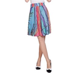 Artistic Psychedelic Hippie Peace Sign Trippy A-line Skirt by Bedest