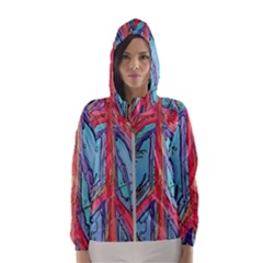 Artistic Psychedelic Hippie Peace Sign Trippy Women s Hooded Windbreaker