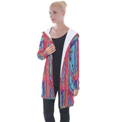 Artistic Psychedelic Hippie Peace Sign Trippy Longline Hooded Cardigan by Bedest