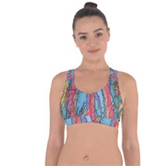 Artistic Psychedelic Hippie Peace Sign Trippy Cross String Back Sports Bra by Bedest