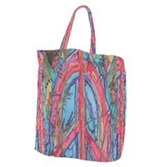 Artistic Psychedelic Hippie Peace Sign Trippy Giant Grocery Tote by Bedest