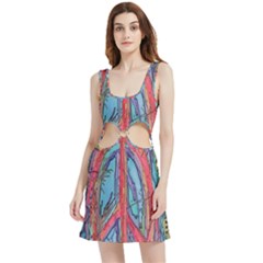 Artistic Psychedelic Hippie Peace Sign Trippy Velour Cutout Dress by Bedest