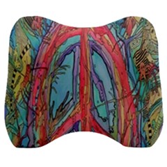 Artistic Psychedelic Hippie Peace Sign Trippy Velour Head Support Cushion by Bedest