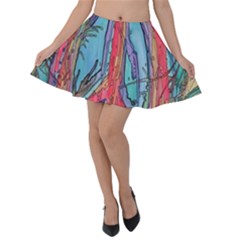 Artistic Psychedelic Hippie Peace Sign Trippy Velvet Skater Skirt by Bedest