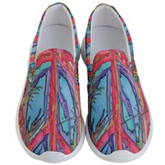 Artistic Psychedelic Hippie Peace Sign Trippy Men s Lightweight Slip Ons by Bedest