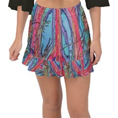 Artistic Psychedelic Hippie Peace Sign Trippy Fishtail Mini Chiffon Skirt by Bedest