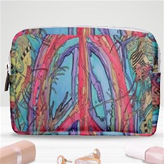 Artistic Psychedelic Hippie Peace Sign Trippy Make Up Pouch (medium) by Bedest