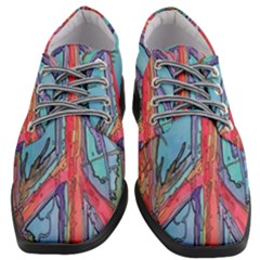 Artistic Psychedelic Hippie Peace Sign Trippy Women Heeled Oxford Shoes by Bedest