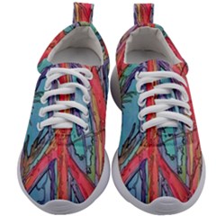 Artistic Psychedelic Hippie Peace Sign Trippy Kids Athletic Shoes by Bedest