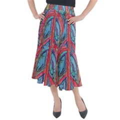 Artistic Psychedelic Hippie Peace Sign Trippy Midi Mermaid Skirt by Bedest