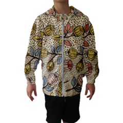 Seamless Pattern With Flower Bird Kids  Hooded Windbreaker