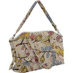 Seamless Pattern With Flower Bird Canvas Crossbody Bag by Bedest