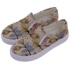 Seamless Pattern With Flower Bird Kids  Canvas Slip Ons