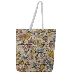 Seamless Pattern With Flower Bird Full Print Rope Handle Tote (large) by Bedest