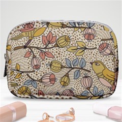 Seamless Pattern With Flower Bird Make Up Pouch (small) by Bedest