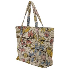 Seamless Pattern With Flower Bird Zip Up Canvas Bag by Bedest