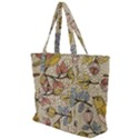 Seamless Pattern With Flower Bird Zip Up Canvas Bag View1