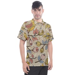 Seamless Pattern With Flower Bird Men s Polo T-shirt by Bedest