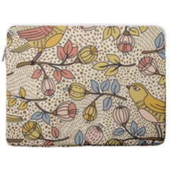 Seamless Pattern With Flower Bird 17  Vertical Laptop Sleeve Case With Pocket by Bedest