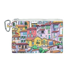 Menton Old Town France Canvas Cosmetic Bag (medium) by Bedest